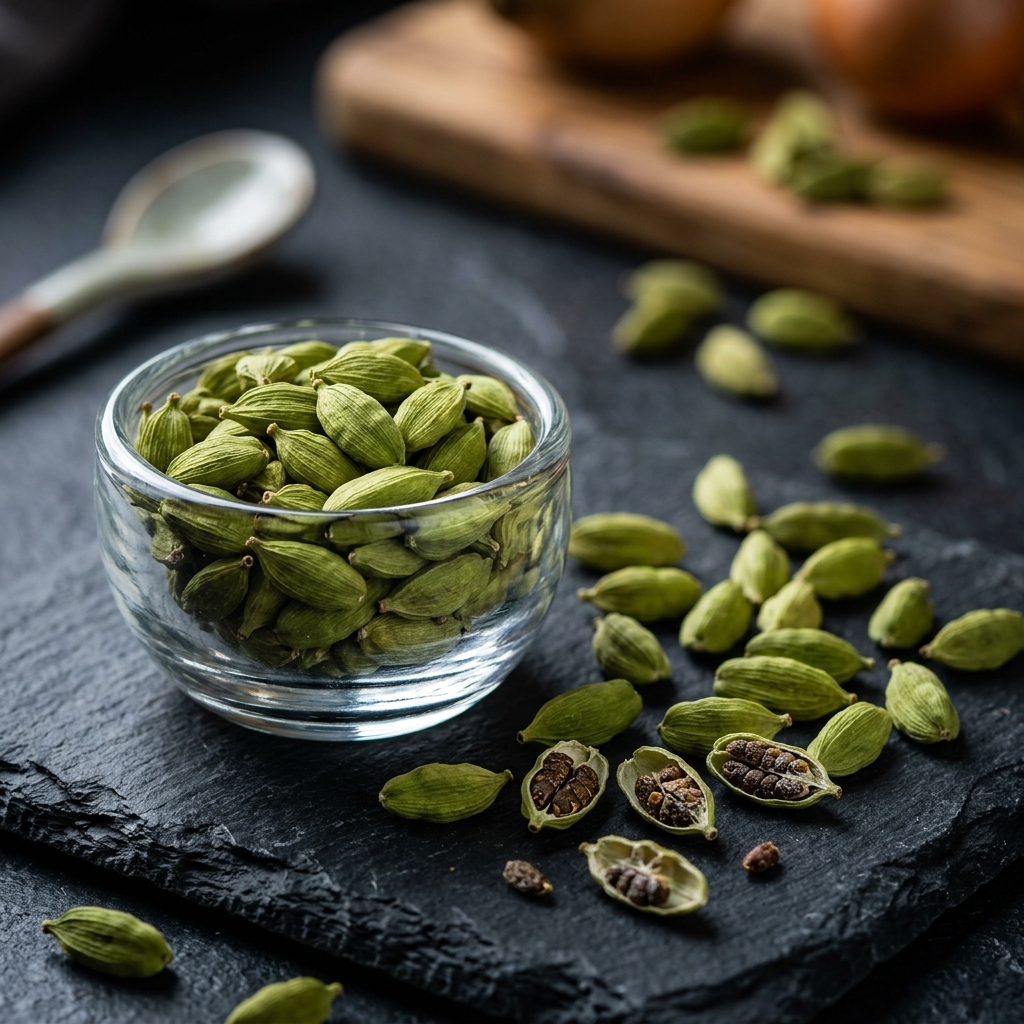 Premium Green Cardamom - Bold 8mm+ pods cured in high-altitude Idukki - Spice Board of India quality approved